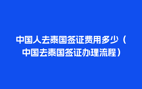 中国人去泰国签证费用多少（中国去泰国签证办理流程）