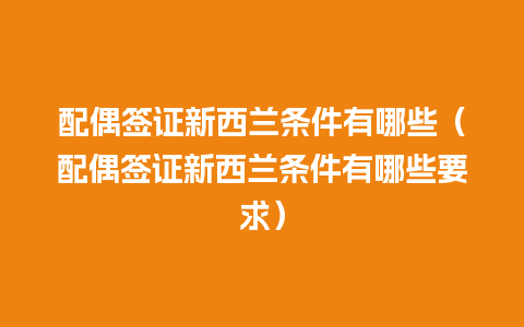 配偶签证新西兰条件有哪些（配偶签证新西兰条件有哪些要求）