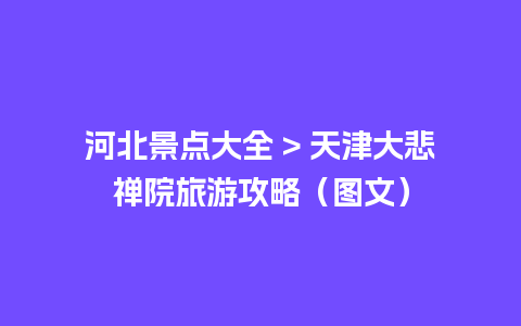 河北景点大全 > 天津大悲禅院旅游攻略（图文）