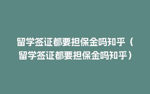 留学签证都要担保金吗知乎（留学签证都要担保金吗知乎）