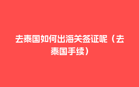 去泰国如何出海关签证呢（去泰国手续）