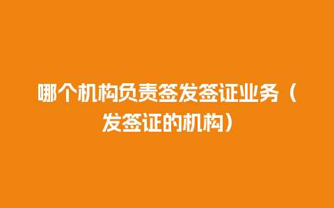 哪个机构负责签发签证业务（发签证的机构）