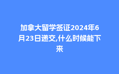 加拿大留学签证2024年6月23日递交,什么时候能下来