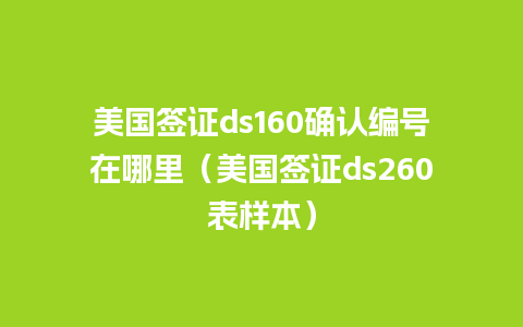 美国签证ds160确认编号在哪里（美国签证ds260表样本）