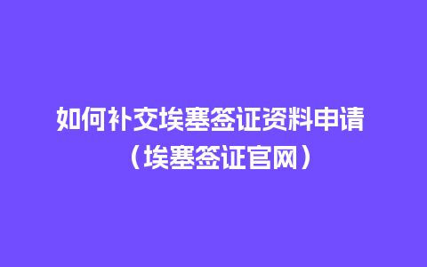 如何补交埃塞签证资料申请 （埃塞签证官网）