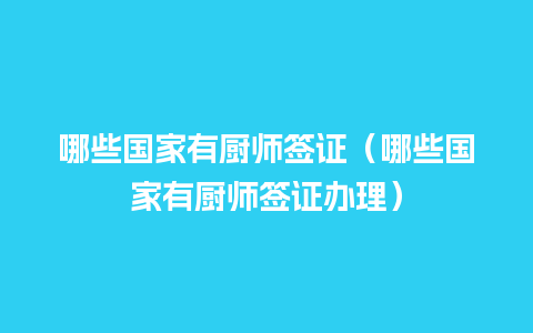 哪些国家有厨师签证（哪些国家有厨师签证办理）