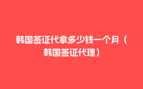 韩国签证代拿多少钱一个月（韩国签证代理）