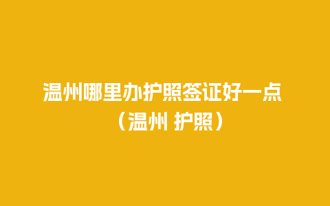 温州哪里办护照签证好一点 （温州 护照）