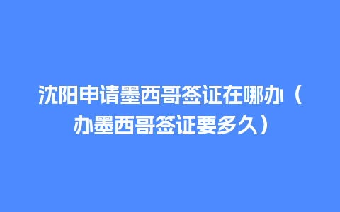 沈阳申请墨西哥签证在哪办（办墨西哥签证要多久）