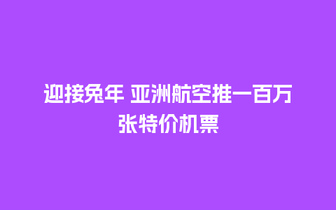 迎接兔年 亚洲航空推一百万张特价机票