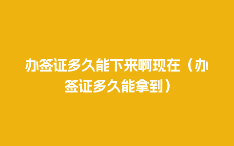 办签证多久能下来啊现在（办签证多久能拿到）