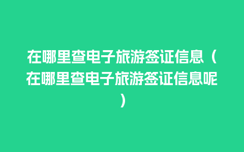 在哪里查电子旅游签证信息（在哪里查电子旅游签证信息呢）