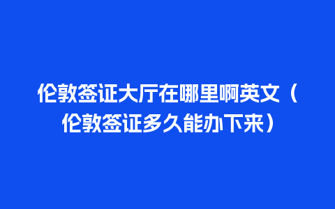 伦敦签证大厅在哪里啊英文（伦敦签证多久能办下来）