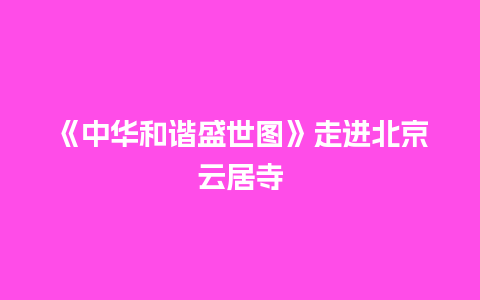 《中华和谐盛世图》走进北京云居寺