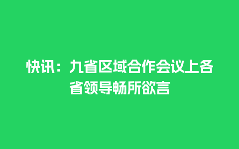 快讯：九省区域合作会议上各省领导畅所欲言