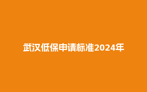 武汉低保申请标准2024年