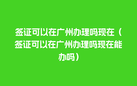 签证可以在广州办理吗现在（签证可以在广州办理吗现在能办吗）