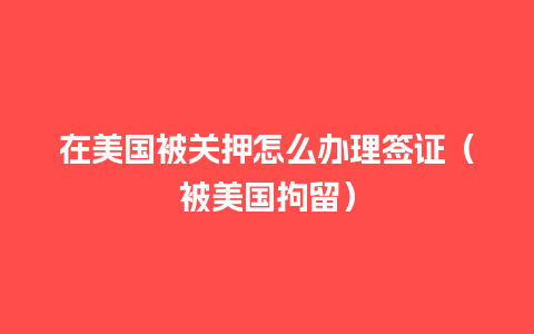 在美国被关押怎么办理签证（被美国拘留）