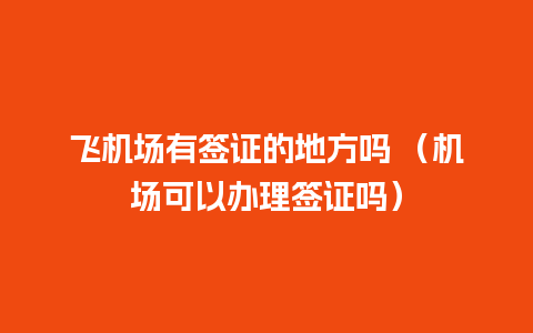 飞机场有签证的地方吗 （机场可以办理签证吗）