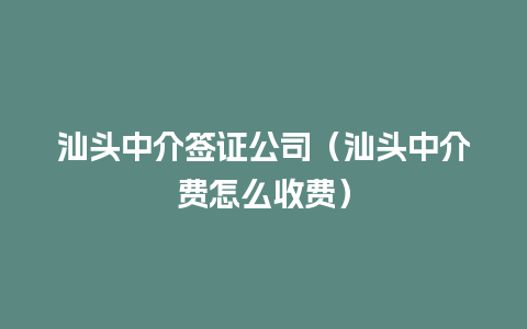 汕头中介签证公司（汕头中介费怎么收费）