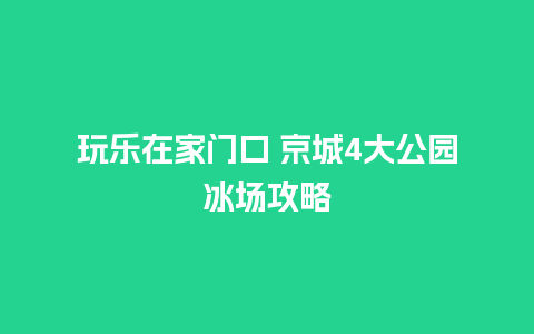 玩乐在家门口 京城4大公园冰场攻略