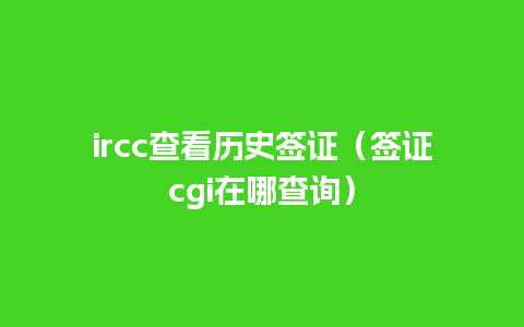 ircc查看历史签证（签证cgi在哪查询）