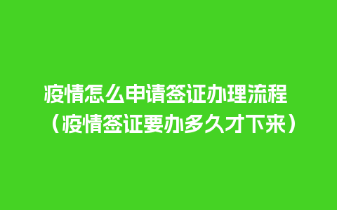 疫情怎么申请签证办理流程 （疫情签证要办多久才下来）