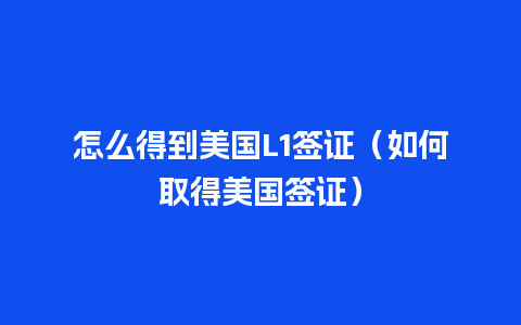 怎么得到美国L1签证（如何取得美国签证）