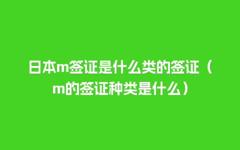 日本m签证是什么类的签证（m的签证种类是什么）