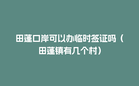 田蓬口岸可以办临时签证吗（田蓬镇有几个村）