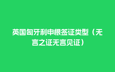 英国匈牙利申根签证类型（无言之证无言见证）