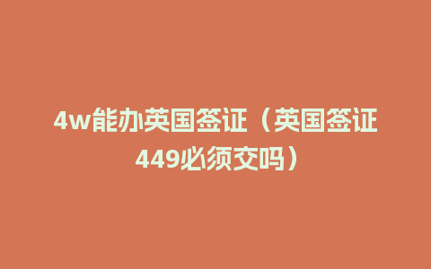 4w能办英国签证（英国签证449必须交吗）