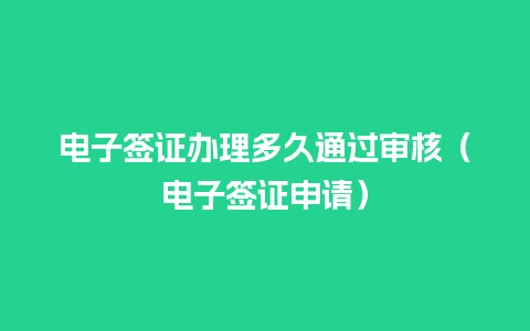 电子签证办理多久通过审核（电子签证申请）