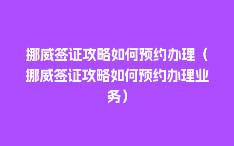 挪威签证攻略如何预约办理（挪威签证攻略如何预约办理业务）