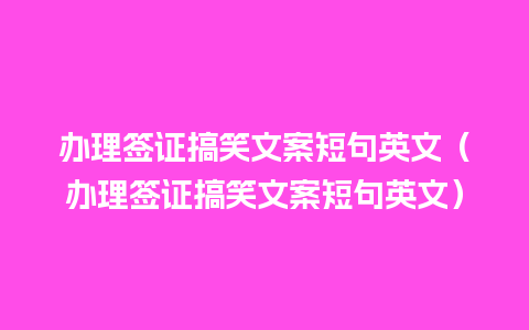 办理签证搞笑文案短句英文（办理签证搞笑文案短句英文）