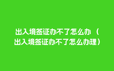 出入境签证办不了怎么办 （出入境签证办不了怎么办理）