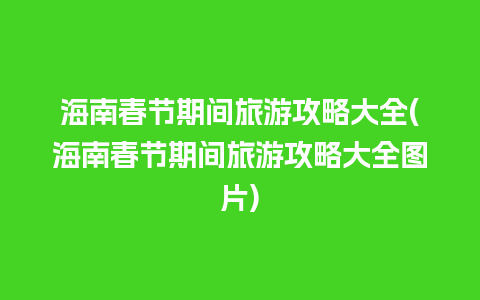 海南春节期间旅游攻略大全(海南春节期间旅游攻略大全图片)