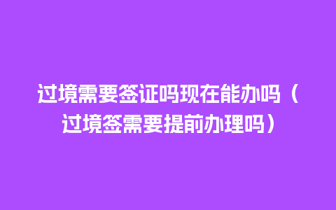 过境需要签证吗现在能办吗（过境签需要提前办理吗）