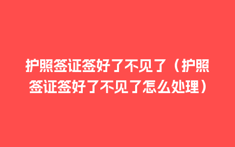 护照签证签好了不见了（护照签证签好了不见了怎么处理）