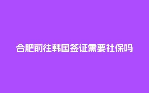 合肥前往韩国签证需要社保吗