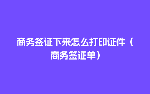 商务签证下来怎么打印证件（商务签证单）