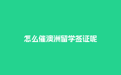 怎么催澳洲留学签证呢