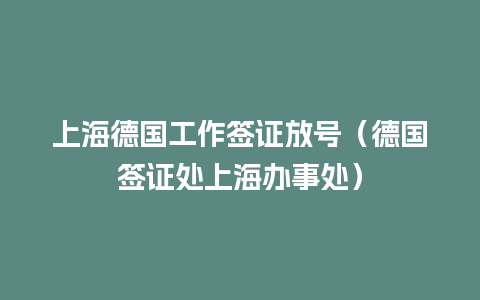 上海德国工作签证放号（德国签证处上海办事处）