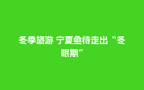 冬季旅游 宁夏亟待走出“冬眠期”