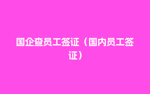 国企查员工签证（国内员工签证）