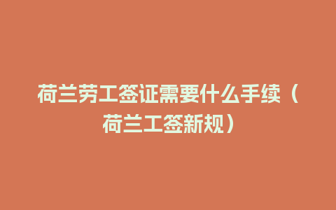 荷兰劳工签证需要什么手续（荷兰工签新规）