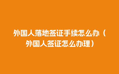 外国人落地签证手续怎么办（外国人签证怎么办理）