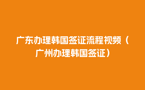 广东办理韩国签证流程视频（广州办理韩国签证）