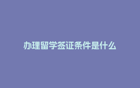 办理留学签证条件是什么