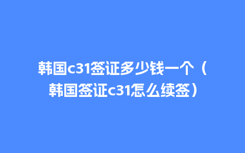 韩国c31签证多少钱一个（韩国签证c31怎么续签）